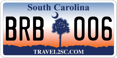 SC license plate BRB006