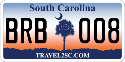 SC license plate BRB008