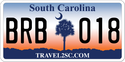 SC license plate BRB018