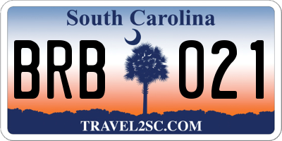 SC license plate BRB021