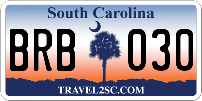 SC license plate BRB030