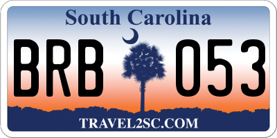 SC license plate BRB053