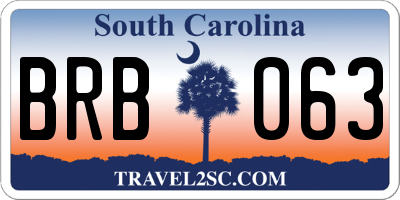 SC license plate BRB063