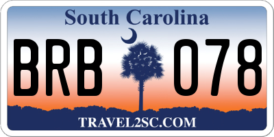 SC license plate BRB078