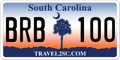 SC license plate BRB100