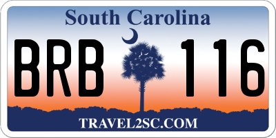 SC license plate BRB116