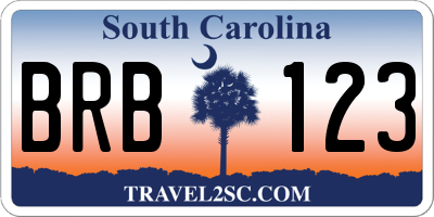 SC license plate BRB123