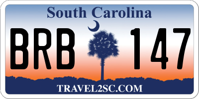 SC license plate BRB147
