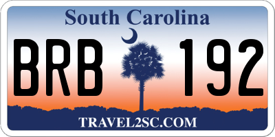 SC license plate BRB192