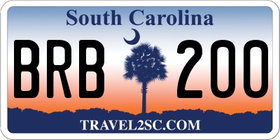 SC license plate BRB200