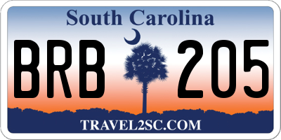 SC license plate BRB205