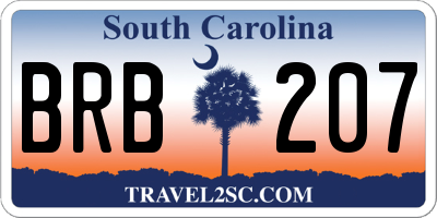 SC license plate BRB207