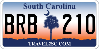 SC license plate BRB210