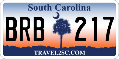 SC license plate BRB217