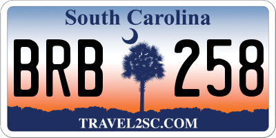 SC license plate BRB258