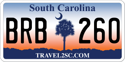 SC license plate BRB260