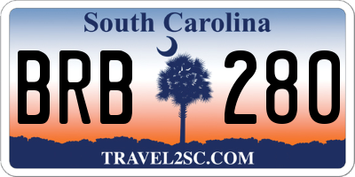 SC license plate BRB280