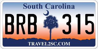 SC license plate BRB315