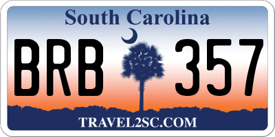 SC license plate BRB357