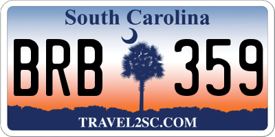 SC license plate BRB359