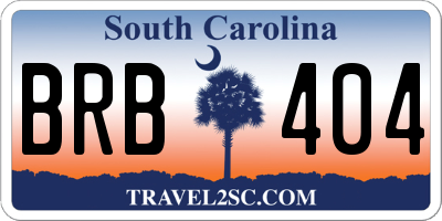 SC license plate BRB404