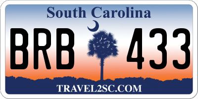 SC license plate BRB433