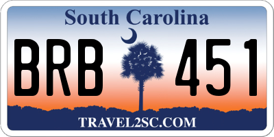 SC license plate BRB451