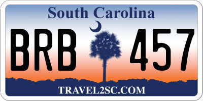 SC license plate BRB457