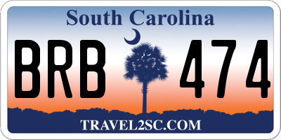 SC license plate BRB474