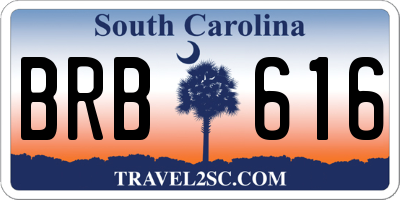 SC license plate BRB616