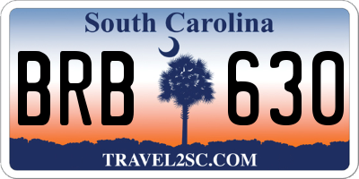 SC license plate BRB630