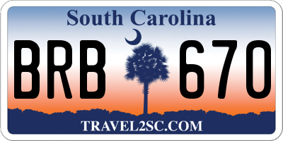 SC license plate BRB670