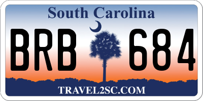 SC license plate BRB684