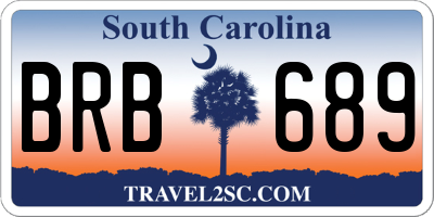 SC license plate BRB689