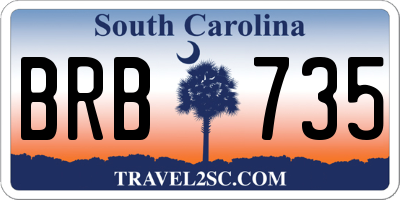 SC license plate BRB735