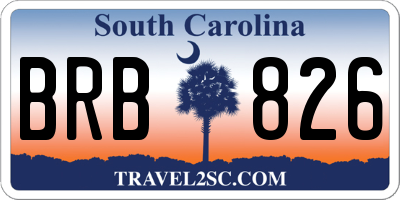 SC license plate BRB826