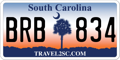 SC license plate BRB834