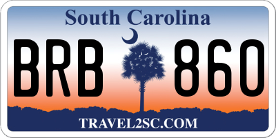 SC license plate BRB860