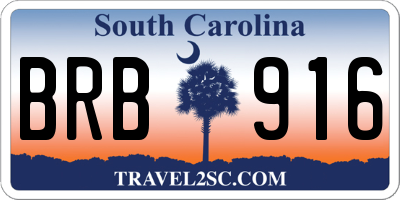 SC license plate BRB916