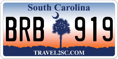 SC license plate BRB919