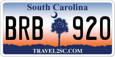 SC license plate BRB920