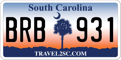 SC license plate BRB931