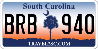 SC license plate BRB940