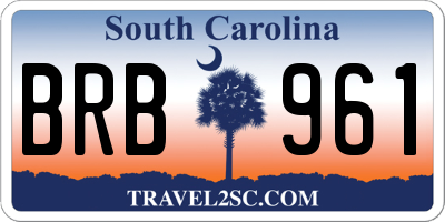 SC license plate BRB961