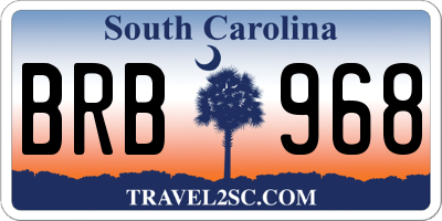 SC license plate BRB968
