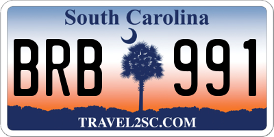 SC license plate BRB991