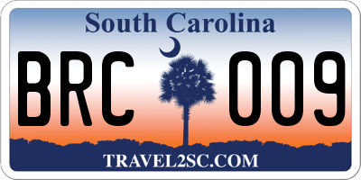 SC license plate BRC009