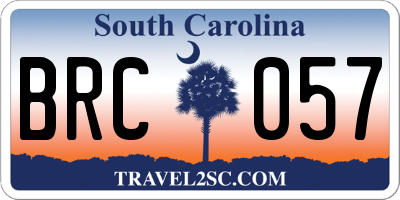 SC license plate BRC057