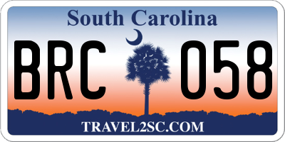 SC license plate BRC058