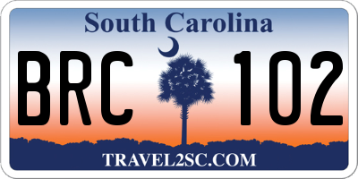 SC license plate BRC102